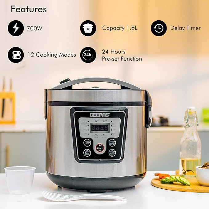 Geepas 12'si 1 Arada Pişirici Dijital Tencere 700W 1.8L (35031) - Görsel 6