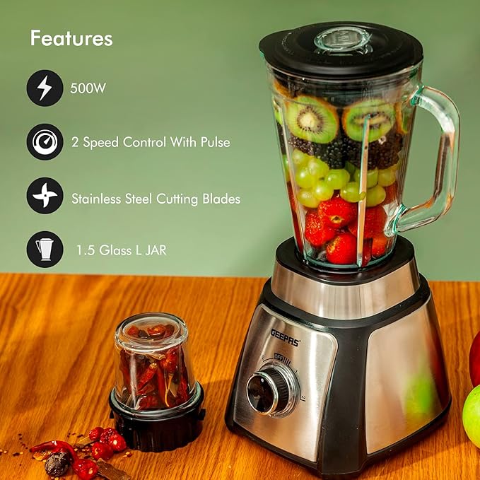 Geepas 2'si 1 Arada Blender 1,5L 500W (44076UK)