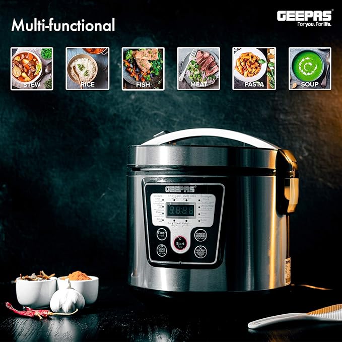 Geepas 12'si 1 Arada Pişirici Dijital Tencere 700W 1.8L (35031) - Görsel 5