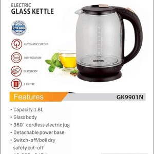 Geepas Elektrikli Cam Su Isıtıcısı Ketıl 1.7 (9901N)