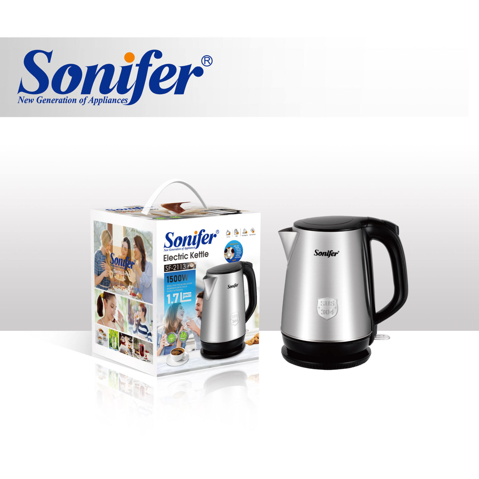 Sonifer SF2113 Çelik Su Isıtıcı 1.7L 1500W