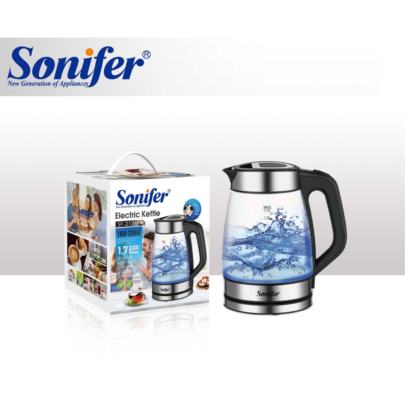 Sonifer SF2136 Cam Su Isıtıcı 1.7L 2200W
